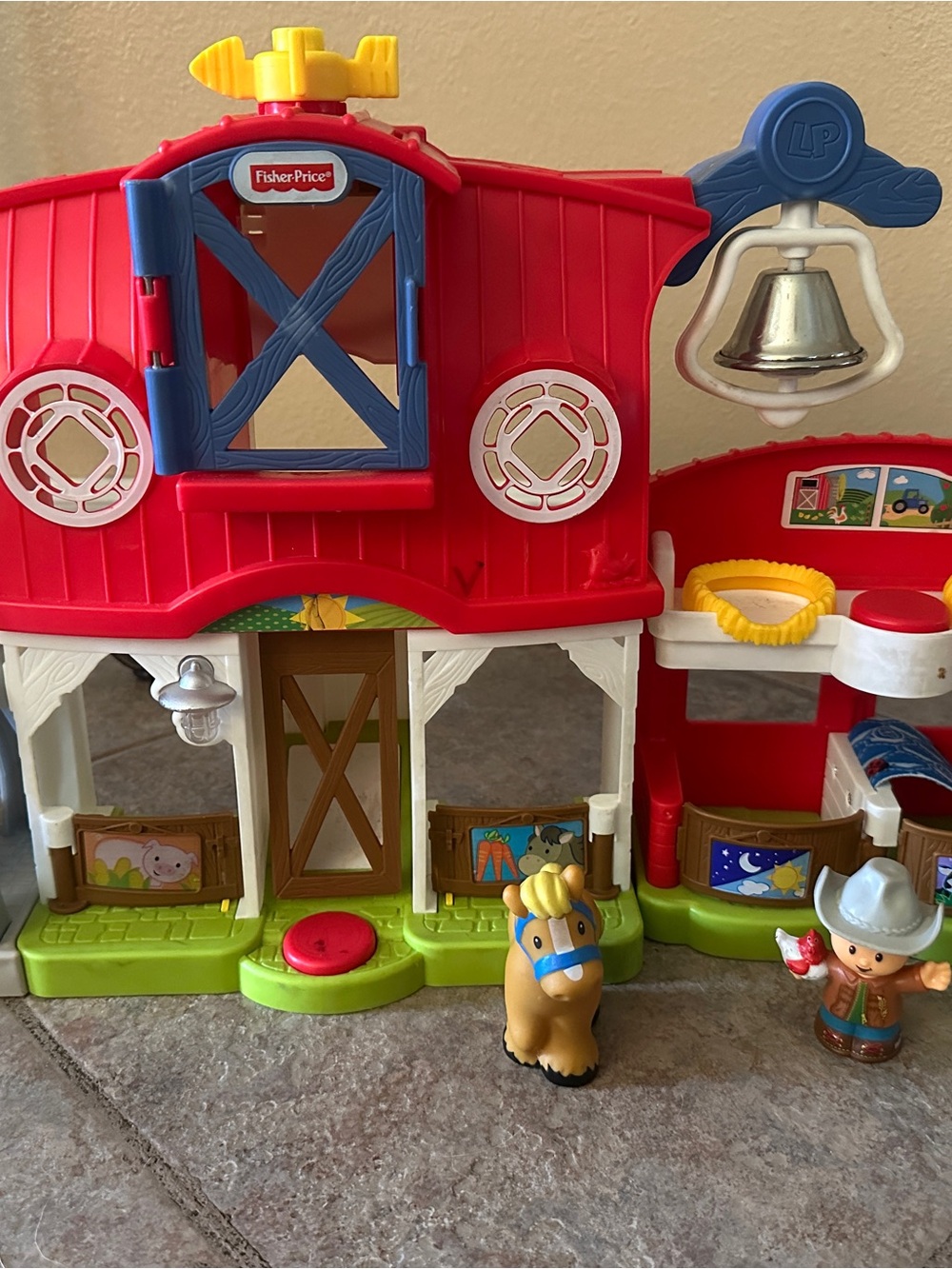 Fisher-Price Red and Blue Farm Barn Playset with Yellow Accents